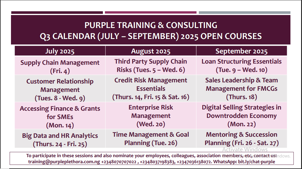 Q3 Training Calendar